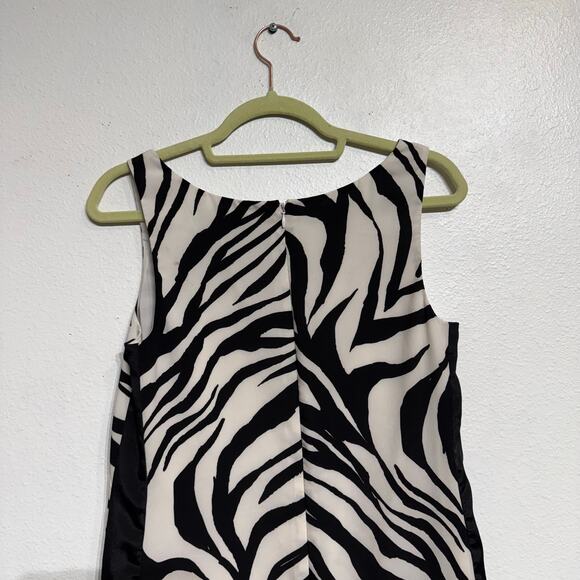 Vince Camuto Zebra Print Crepe de Chine Mini Shift Dress Sz 4 - Picture 6 of 11